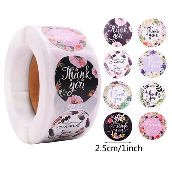 

500pcs/roll 1inch Labels Paper Thank You Stickers Seal Sticker for Package Stationery Sticker Thanks Christmas Wedding Decor