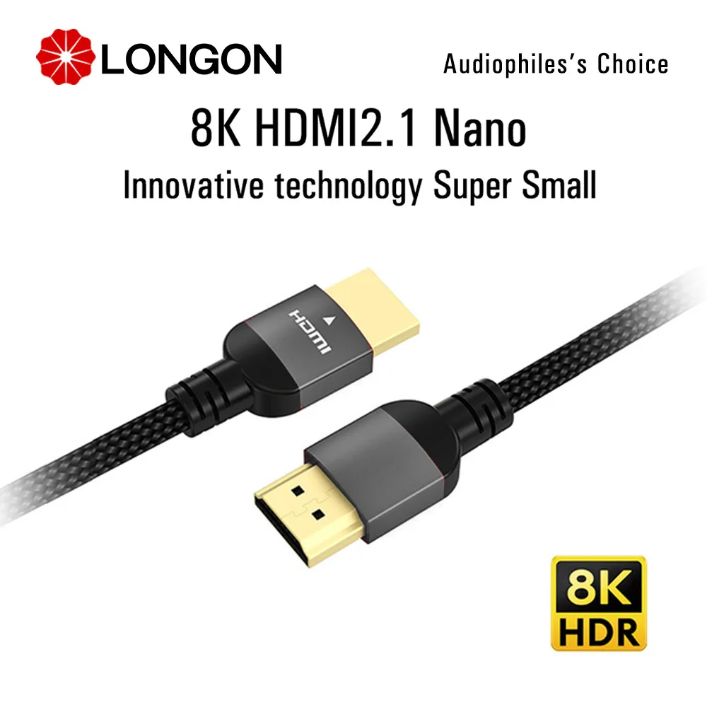 

LONGON 8K Super Small HDMI 2.1 Cable 4K 120Hz 48Gbps HDMI Cables HDMI 2.1 Cable for PS5 RTX3080 8K TV Switch Slim Cable 0.5M