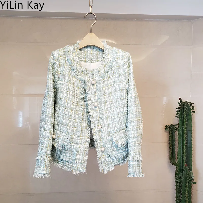 

High quality Luxury Designer Runway Jackets Coats Winter Tweed Coat 2019 Woman Tweed fringed jacket