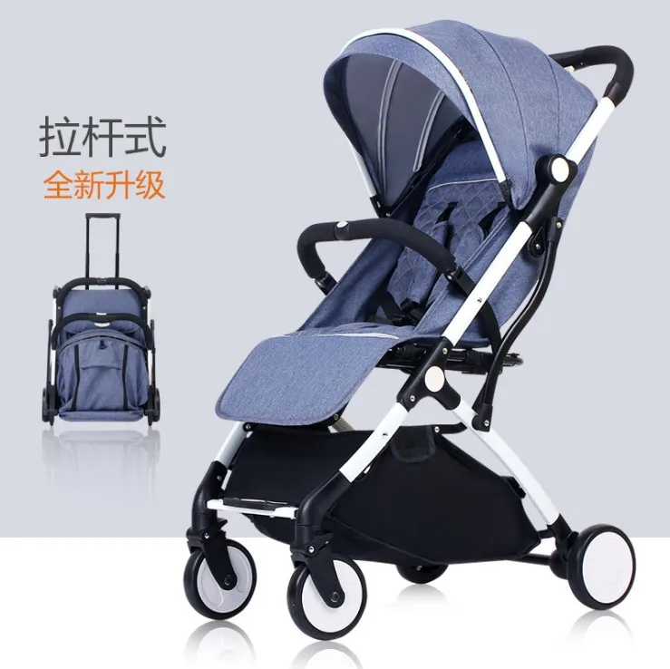 Ультра-светильник из алюминиевого сплава, детская коляска, переносная, может лежать, складывается, мини-коляски, для новорожденных, для путешествий, на колесиках - Цвет: blue