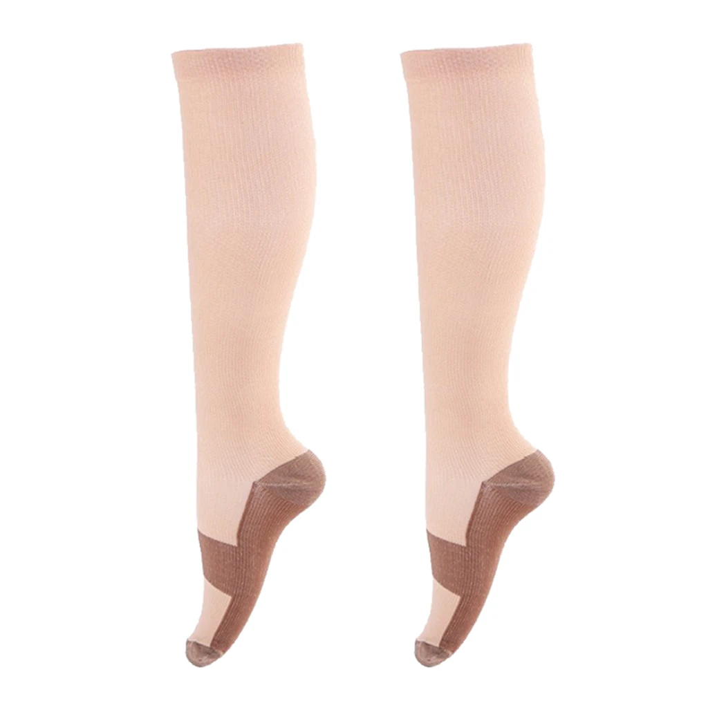 Unisex Copper Infused Compression Socks Calf Sleeve 20-30mmHg Graduated Flight Travel Anti-Fatigue Knee Stockings Magic sock