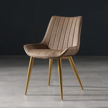 

Nordic chair leisure iron soft stool backrest desk chair simple dining room leather dining chair sofa