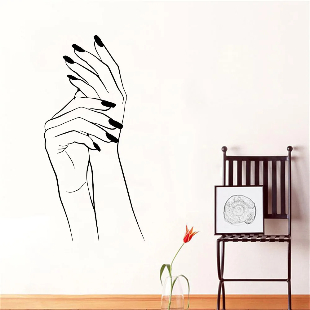 Wall Stickers Hand Manicure Vinyl Sticker Hand Beauty Salon Decal