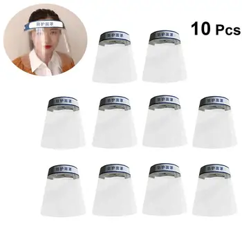 

10Pcs Adjustable Transparent Face Shield Splash-proof Ultra-light Full Face Face Mask Anti-Fog Anti-Droplets Hat Face Shield