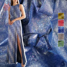 Змеиная кожа узор 2 способ эластичный многоцветный полиэстер спандекс ткань с бронзовым для сцены пользовательское использование DIY ткани SP894