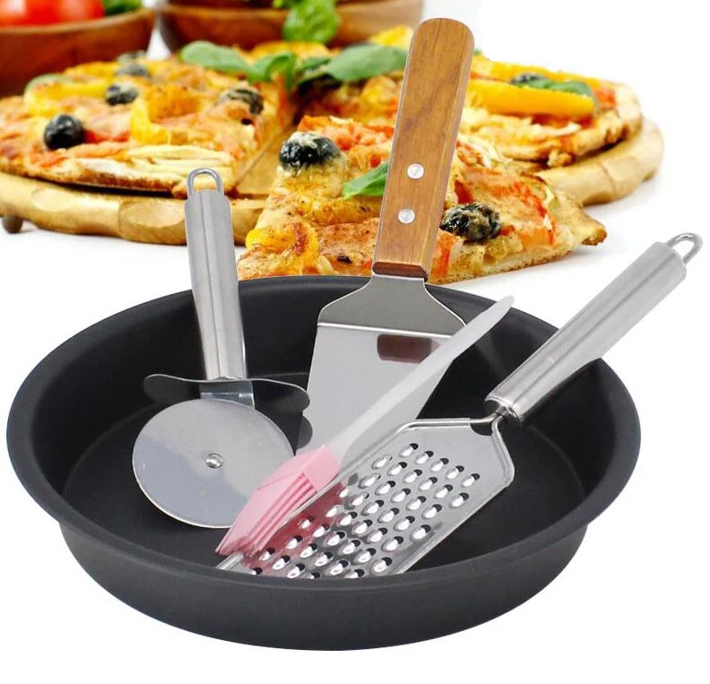 6/8/9/10 inch Round Pizza Plate Pizza Pan Deep Dish Tray Carbon Steel Non-stick Baking Tool Mould Pattern ZXH