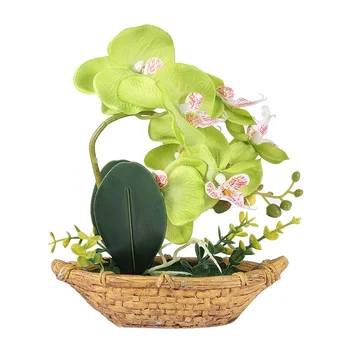 

Simulation Butterfly Orchid Large Bonsai Fake Plant Flowerpot Ornament Fake Landscape Decors Pot for Home Office Balcony (Green)