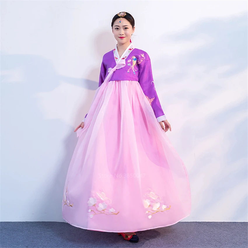 Orthodox Hanbok Folk Women Traditional Costume Korean Dress Elegant Princess Palace Costume Korea Emboridery Wedding Party