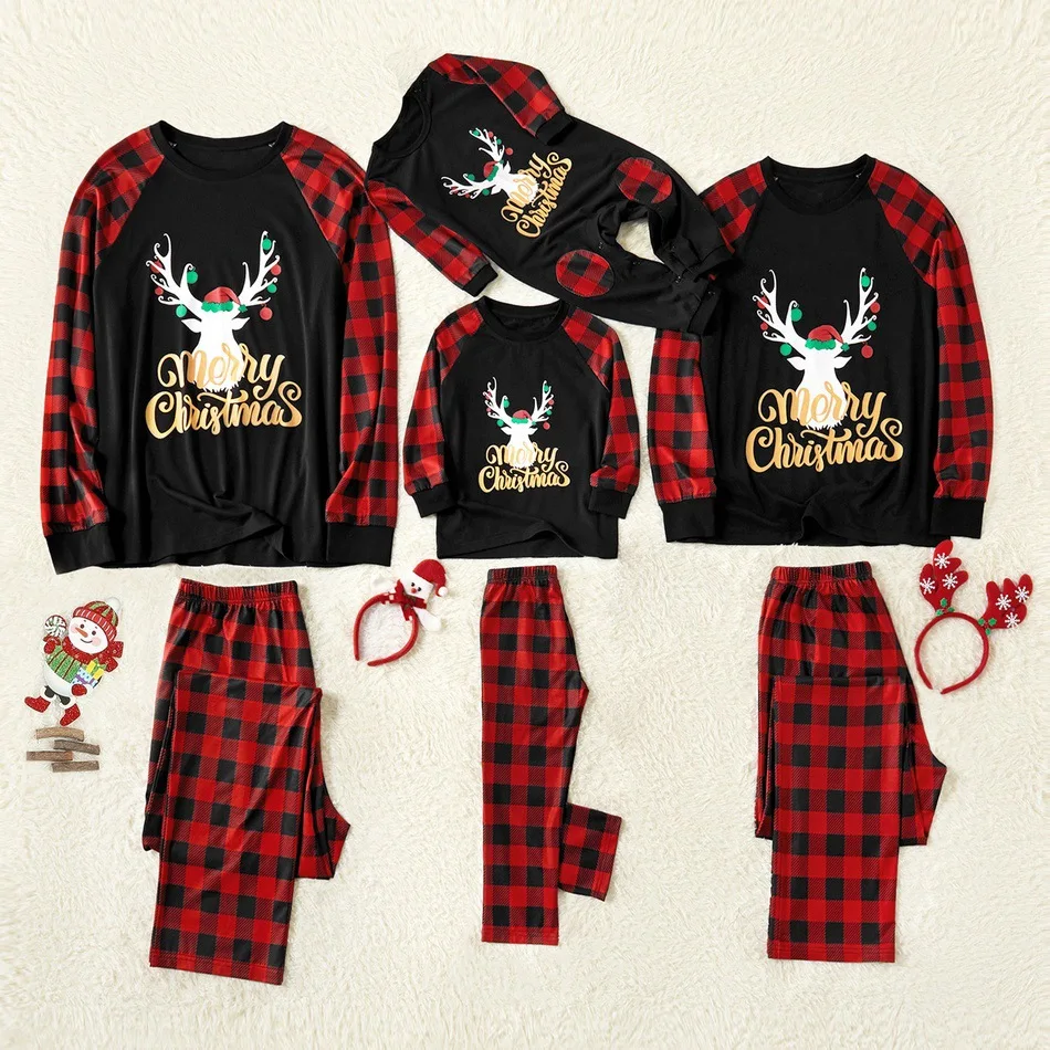 Рождественские пижамы для всей семьи, комплект, Moose родитель, ребенок, костюм, домашняя одежда для сна, девочки, мальчики, ребенок, Папа, мама, одинаковые Семейные комплекты - Цвет: as picture