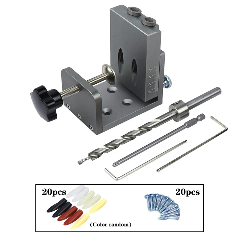 Карманное отверстие джиг набор локатор с захватом 9 мм сверло направляющий дюбель джиг набор деревянный дюбель джиг дырокол Столярный DIY - Цвет: Type A