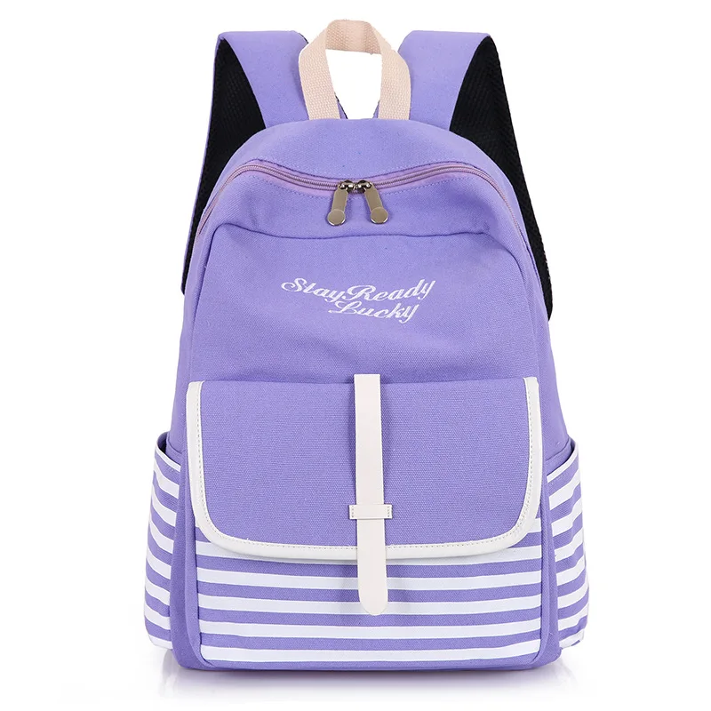 Winmax бренд женский рюкзак для ноутбука модная школьная сумка с буквенным принтом для девочек-подростков полосатый узор рюкзак для путешествий Mochila Sac Dos - Цвет: ST329-purple