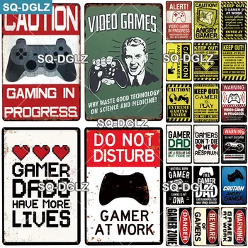 

[SQ-DGLZ] GAME Sign Vintage Metal Plaque Plate Decor For Door Outside Tin Signs Warning Metal Sign Keep Out Gamer Poster