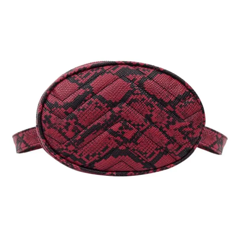 Wine Red Fashion Snake Pattern Leather Belt Bags Phone Pouch Women PU Leather Waist Bags Female Fanny Packs - Цвет: Wine Red