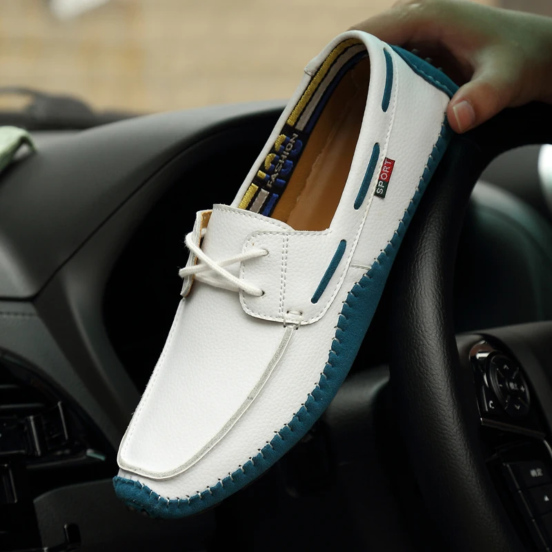 Spring and autumn men's shoes comfortable high quality lightweight lace loafers leathe non-slip wear-resistant large size 47