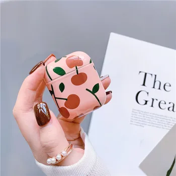 

Cute Cherry Buletooth Earphone Case For Airpods Accessories Cartoon Hard Cover Headphone Case Box For Airpods 1 2 Charging Bag