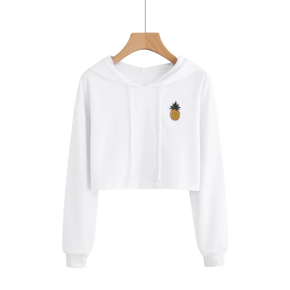 

Jaycosin Women's Hoodie Appliques Pineapple Long Sleeve Sweatshirt Special Sweet Print Ladies Casual Chic Jumper