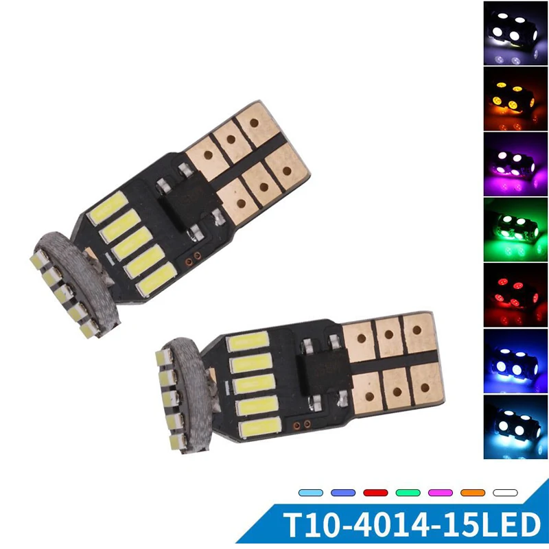 10 шт. T10 W5W 194 Canbus безотказные лампы с плоским цоколем 4014 15 SMD светодиодный T10 Can-bus автоматический зазор предупреждающие огни 6500K неполярность