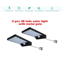 2/4pcs 48 LED Solar light Waterproof Solar Garden light Bulb PIR Motion Sensor lamp Wall Mounted Outdoor Street lights security