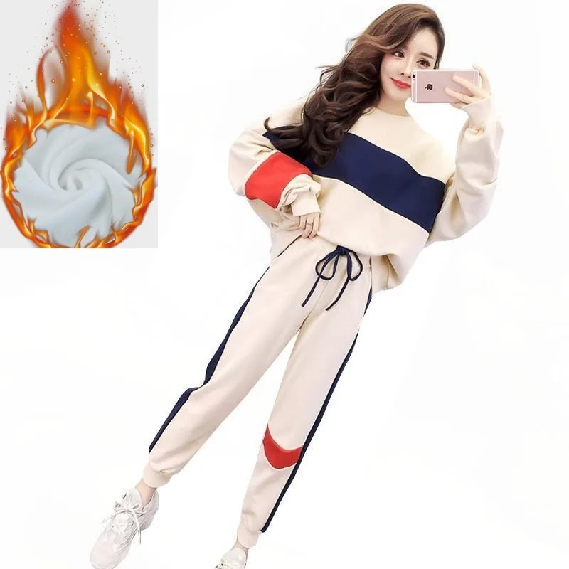 Women's Costumes Fashion 2 Piece Set Women Casual 2021 New Korean Version Of Loose Tops Were Thin Feet Pants Two |
