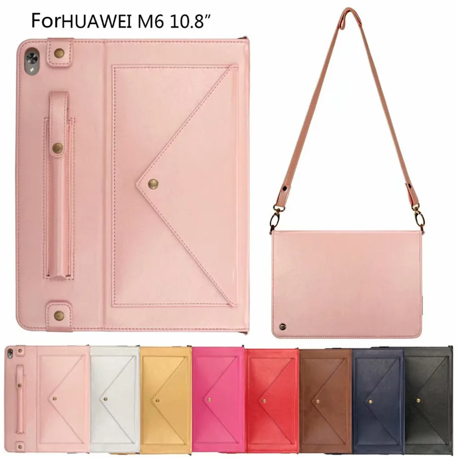 

Case for Huawei M6 Pro 10.8 Cover funda Pencil Holder for Huawei MediaPad M6 10 10.8inch PU Skin Stand Shell+Shoulder+Hand strap