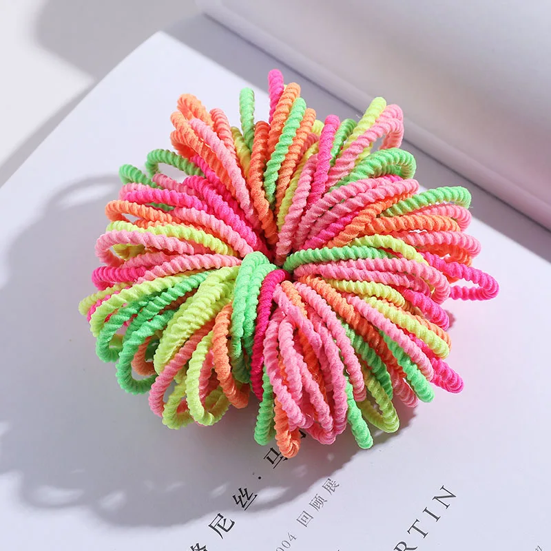 New 100PCS/Lot Girls Candy Colors Nylon 3CM Rubber Bands Children Safe Elastic Hair Bands Ponytail Holder Kids Hair Accessories - Цвет: mix colors 9