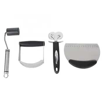 

Cream Butter Cake 4Pcs/Set Stainless Steel DIY Baking Tool Set Pizza Wheel Cutter Rolling Pin Dough Blender