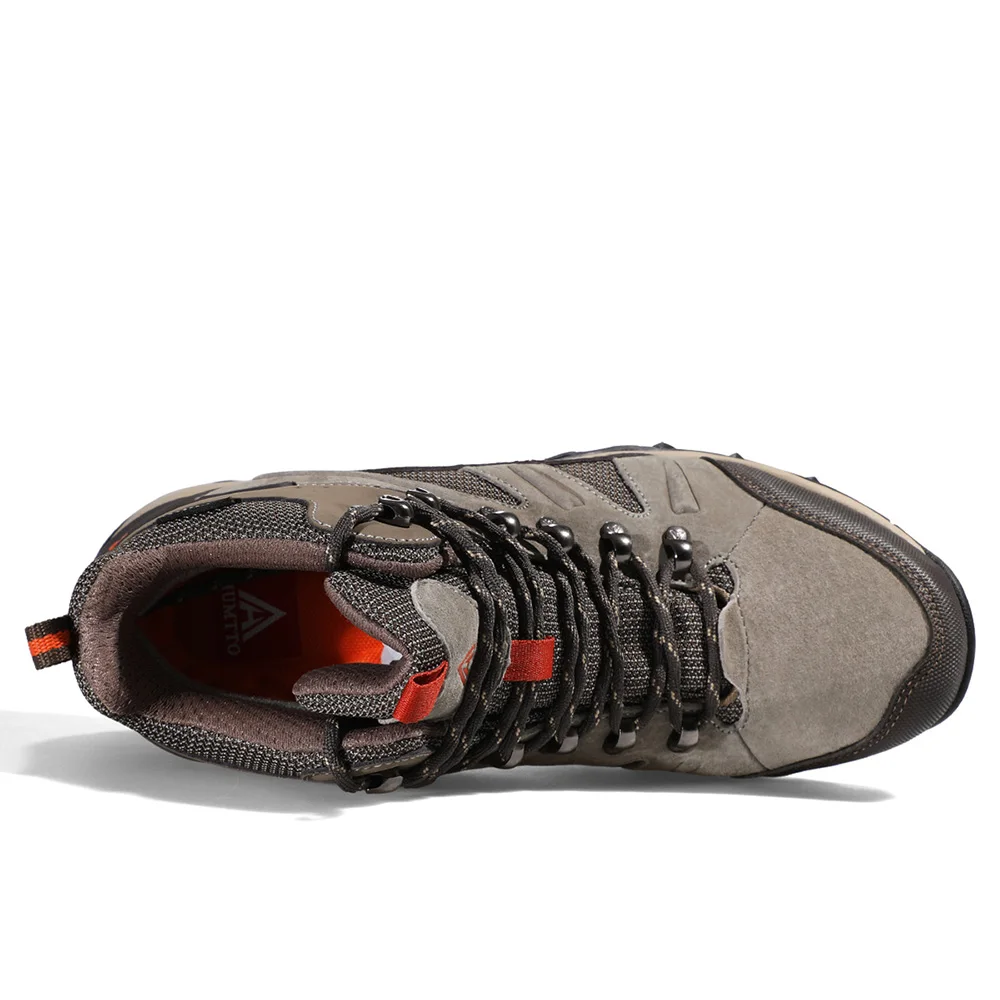 HUMTTO Outdoor Trekking Sneakers for Men Leather Sport Hiking Shoes Mens Breathable Waterproof Climbing Camping Tactical Boots