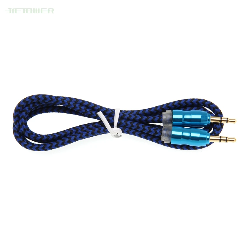 Nylon Braided Audio Cable Jack 3 5 mm Male to Male Cloth Audio Aux Cable For iPhone Car Headphone Speaker Wire Line 100pcs lot