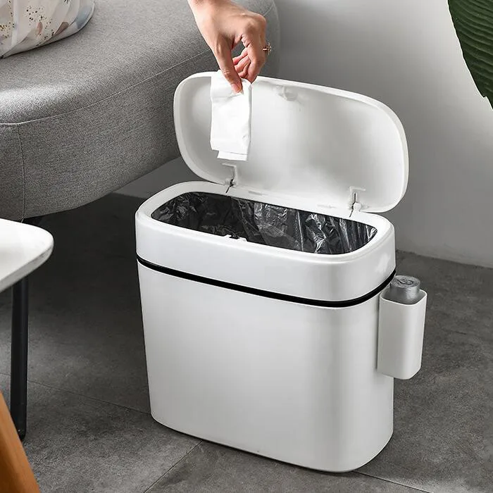12L Large Capacity Trash Cans Kitchen Toilet Garbage Bag Holder Rubbish Bin Dustbin Bucket Crack Press-Type Bathroom Waste Bin