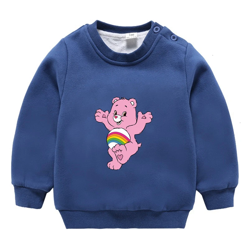 as picture Care Bears зимний вельветовый Свитшот От 3 до 9 лет для мальчиков и девочек, забавные скрещивающиеся цвет, Детские с О-образным вырезом для шеи, детские топы с рисунками из мультфильмов для малышей - Цвет: as picture