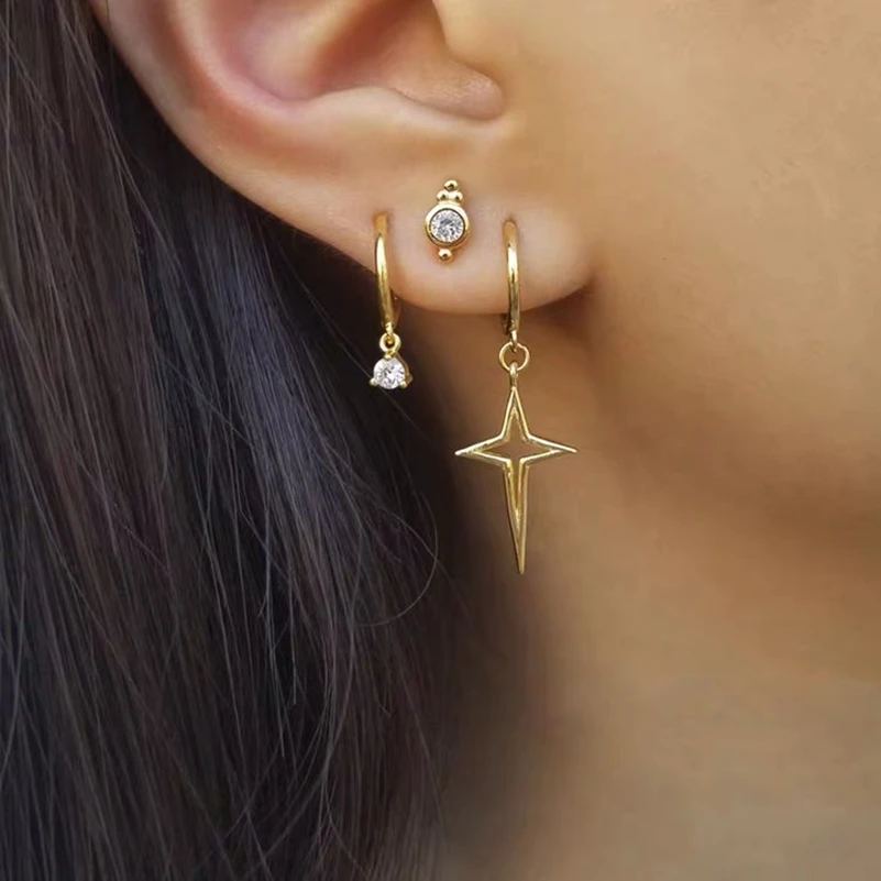 Серьги из стерлингового серебра 925 пробы модные круглые циркониевые короткие