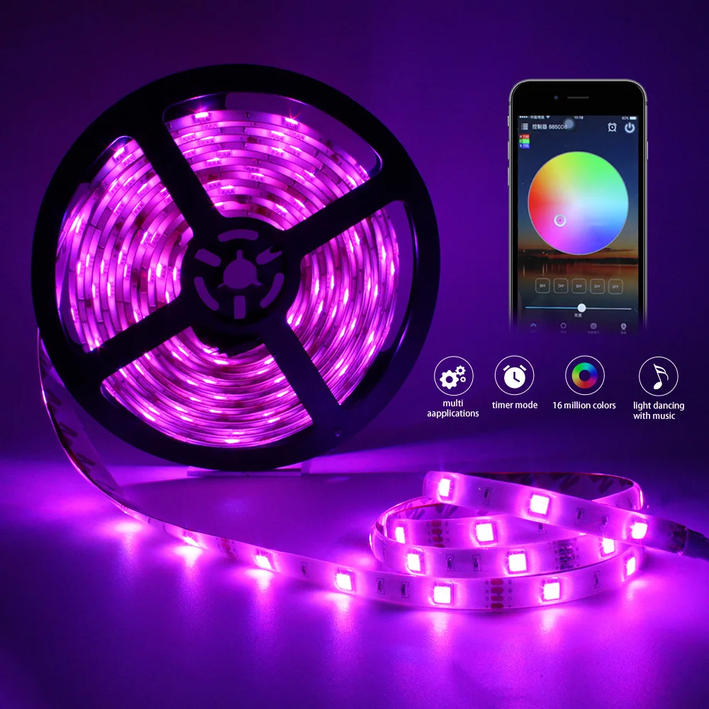 

WIFI LED Strip Light RGB Tape Bluetooth Control Intelligent Flexible Neon Lights Waterproof 5050 12V Ruban Party Decoration Lamp