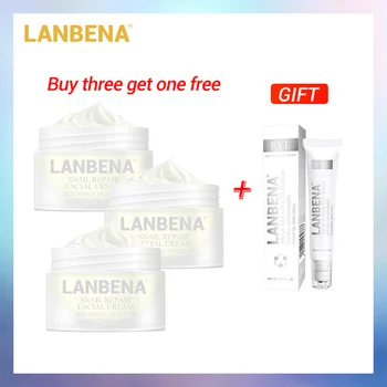 

Buy 3 Get 1 Gift LANBENA Snail Repair Whitening Facial Cream Day Cream 3pcs + Eye Serum Eye Cream Dark Circle Skin Moisturizing