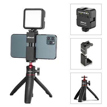 

ULANZI Smartphone Vlog Kit 3 VL49 Mini Led Video Light Tripod Phone Holder for DSLR Camera iPhone 11 Pro Max Vlog Photography