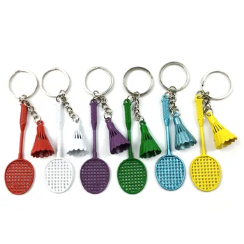 

FREE SHIPPING BY DHL 100pcs/lot 2020 New Hot Metal Badminton Keychains Zinc Alloy Colorful Badminton Keyrings Retail Packaging