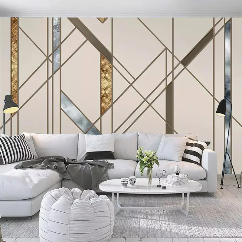 

Customizable Scandinavian Minimalist Cool Abstract Geometry Lines Square Living Room Bedroom Sofa TV Background Wallpaper Mural