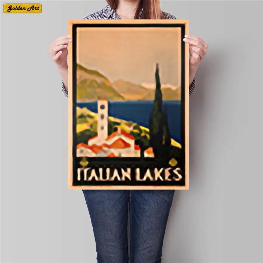 

City Travel Poster Hand Painted Tourist Attractions Vintage Kraft Paper Pub Cafe Bedroom Home Decor Wall Sticker 42x30cm