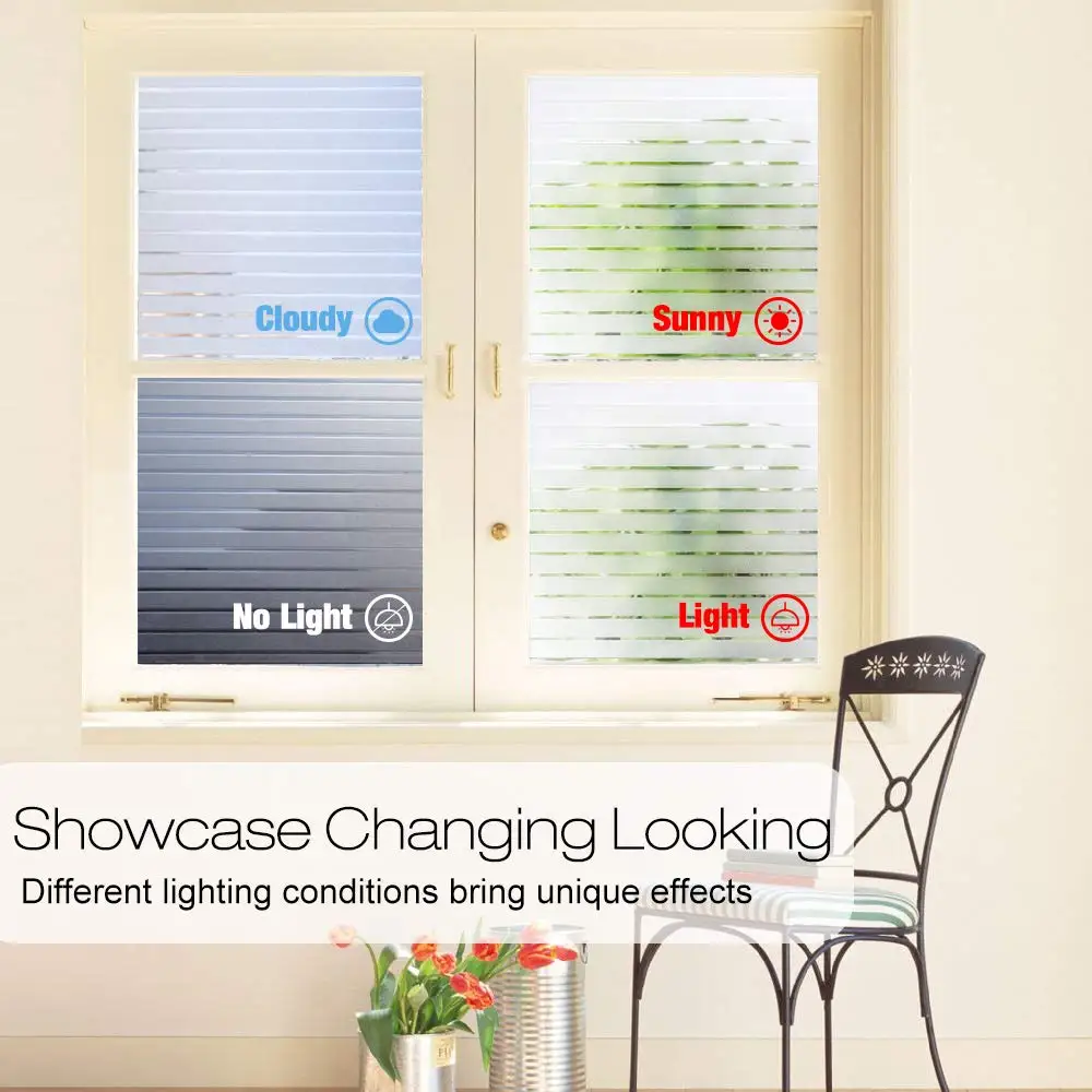 Stripe Design Semitransluce Glass Sticker Static Cling Multiple Size Privacy Protection Hot-Sale PVC Reusable Removable Film