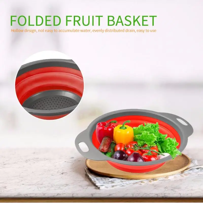 Circular Telescopic Folding Leachate Silica Gel Basket Fruit Washing Basket