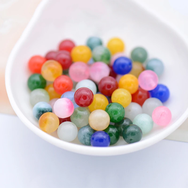 

50pcs/lot 6-12mm Mixed Multicolor Color Round Spacer Beads DIY Bracelet Loose Bead Accessories for Women Jewelry Making Findings