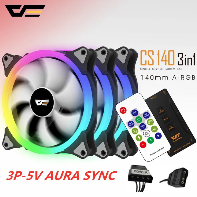 Aigo darkFlash AURA SYNC 3P 5V вентилятор Охлаждающий 140 мм светодиодный компьютер