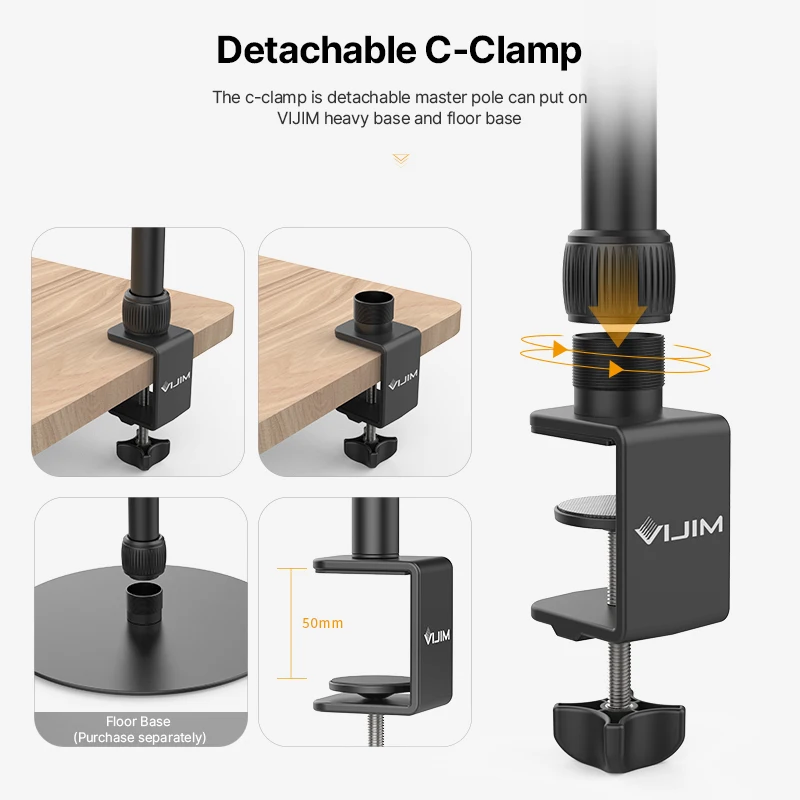 Desk Mount Stand C-clamp Mount Flexible Arm Extend Light Stand 360&deg; Ballhead Microphone Ring Light Bracket light stand photographic light stand