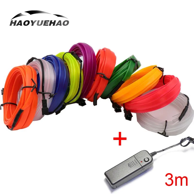 

Haoyuehao Car Accessories LED Car Light 10 Color DC 12V 3M 1Cold Light + Battery Driven Car Atmosphere Lamp Illuminate