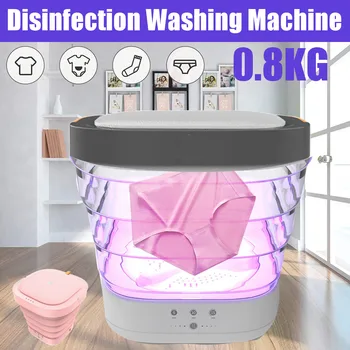 

220V Foldable Portable Electric Washing Machine Mini Automatic Clothes Washing Machine with UV Top for Household Sterilization