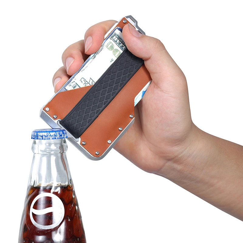DIENQI Rfid мужской кошелек из натуральной коровьей кожи Алюминиевый металлический