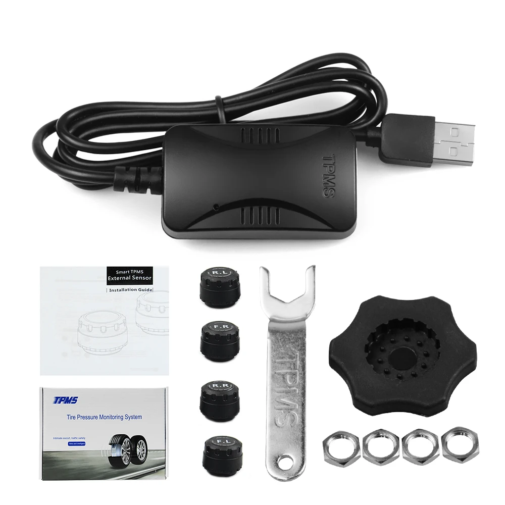 USB Android TPMS автомобильный монитор давления в шинах с 4 внешними датчиками 116 psi система мониторинга сигнализации 5 в Беспроводная передача TPMS