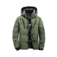 Зимняя мужская куртка, качественное теплое плотное пальто, Зимняя Красная черная парка, Мужская теплая верхняя одежда, модная белая мужская куртка-пуховик на утином пуху