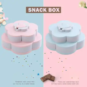 

Creative Flower Shaped Rotary Snack Storage Box Practical Single/Double-deck Organizer Tray Fruit Divided Grid Plate