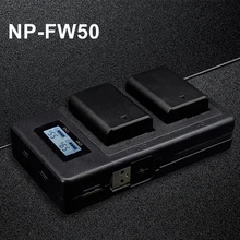 Batterie de caméra NP-FW50 NP-FW50 + LCD USB, double chargeur pour Sony Alpha a6500 a6300 a6000 a5000 a3000 NEX-3 a7R 2000mAh