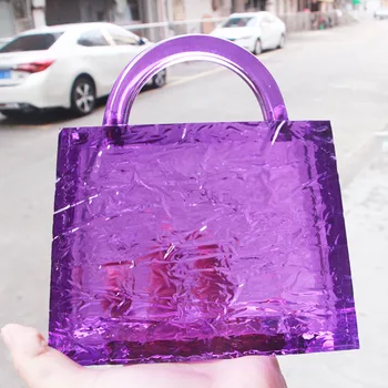 

Transparent Purple Crushedice bag of the day clear clutches handmade in Dubai mini Crushed Ice Lucite Grace Acrylic Evening Bag